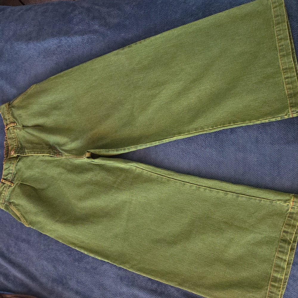 Big Bud Press sz L Overdyed Gross Green Wide Leg Trousers